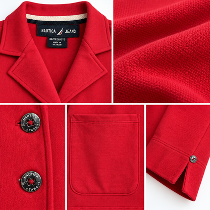 Nautica Jeans red knit blazer authentic construction details