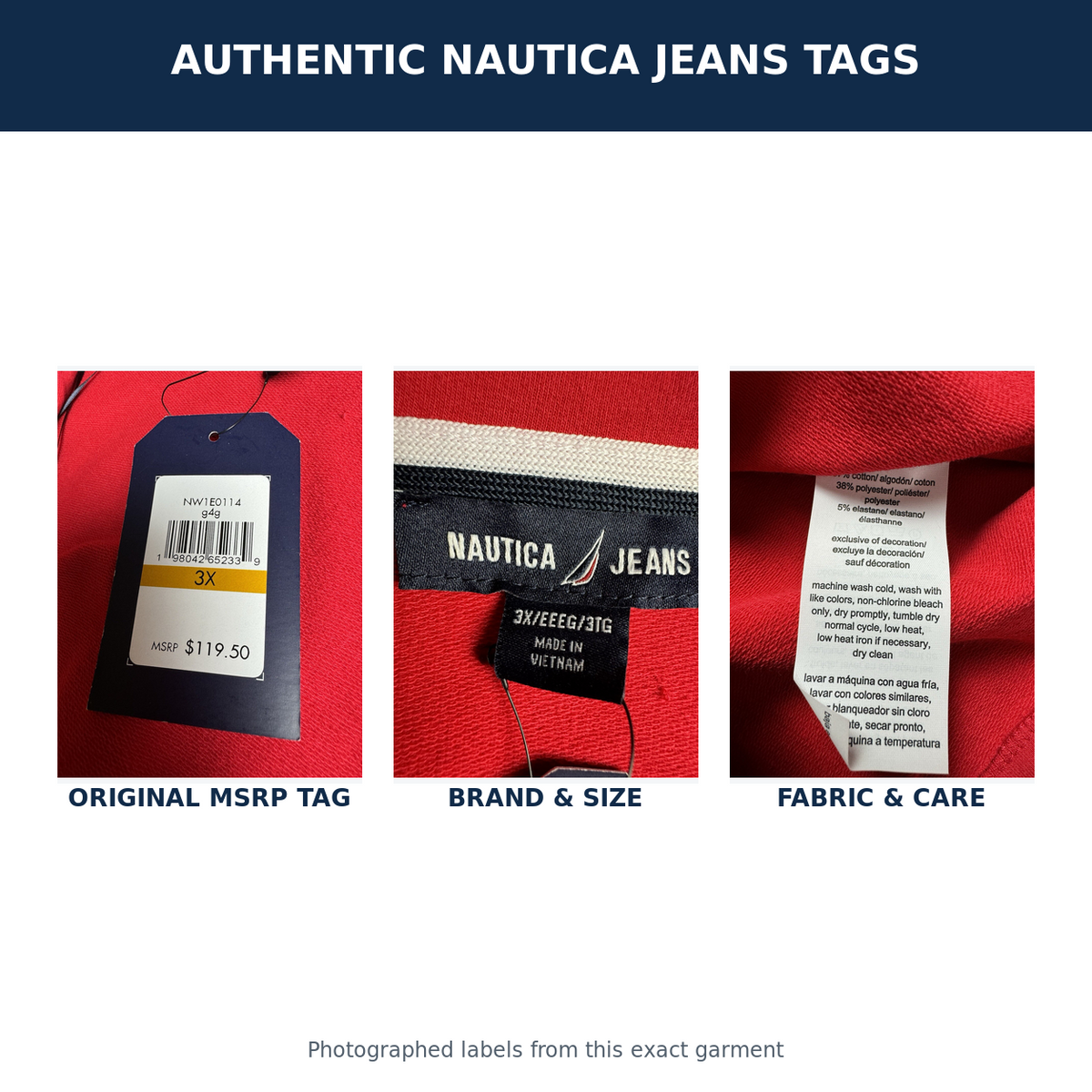 Nautica Jeans red blazer authentic brand size MSRP fabric and care tags
