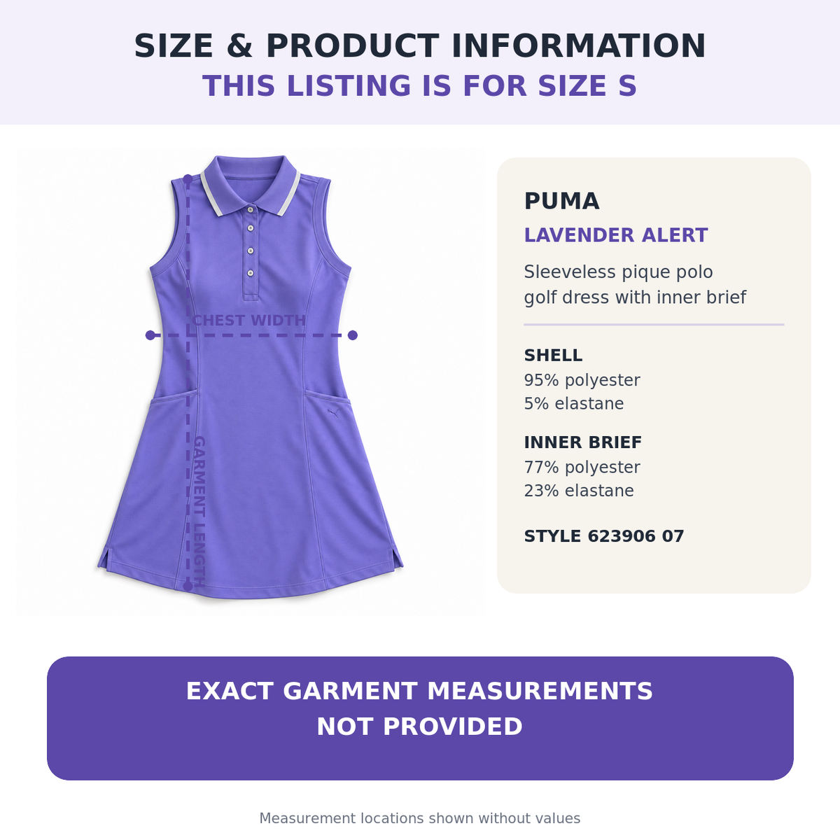 PUMA lavender sleeveless polo golf dress size S product information