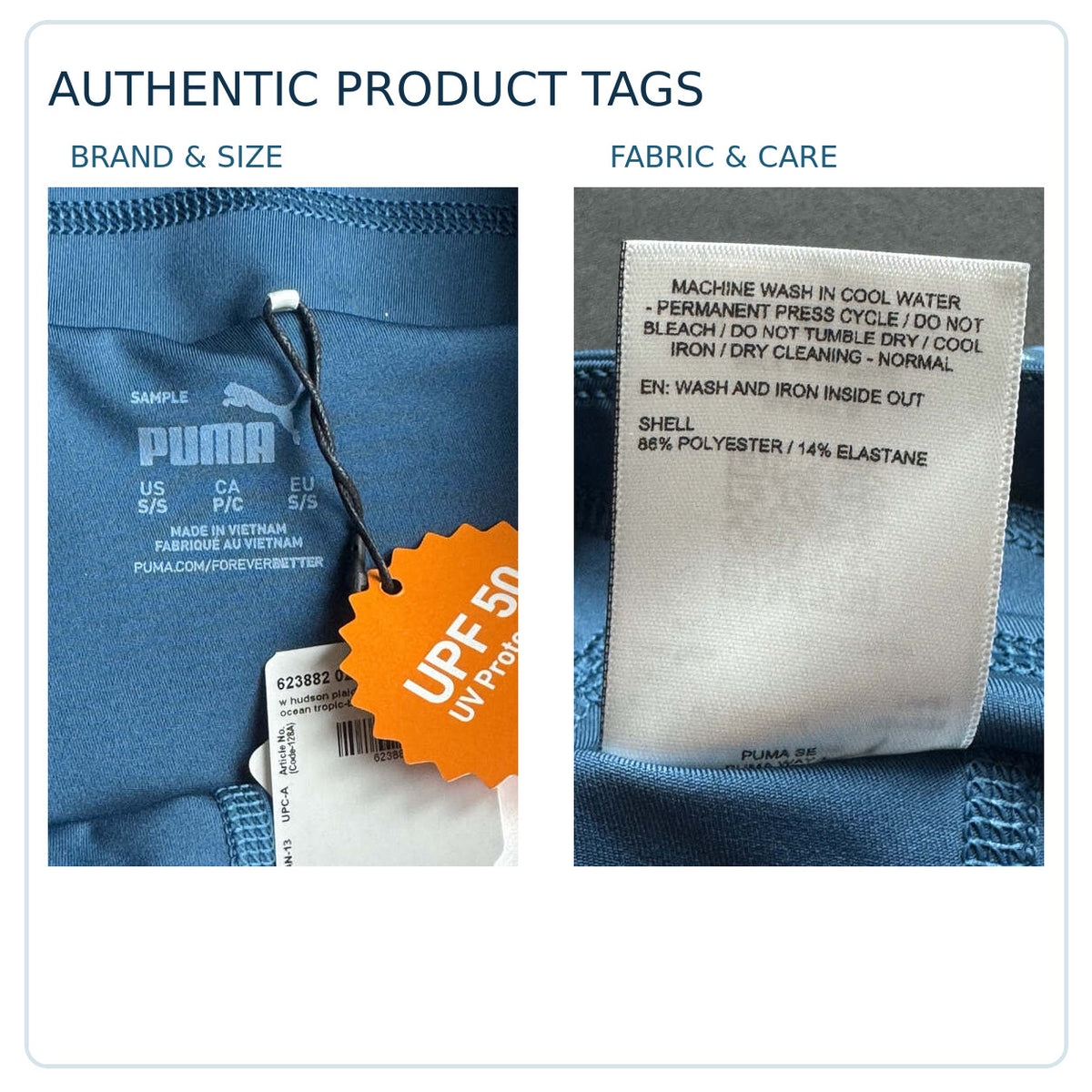 Authentic PUMA size S and fabric care tags for plaid golf skort