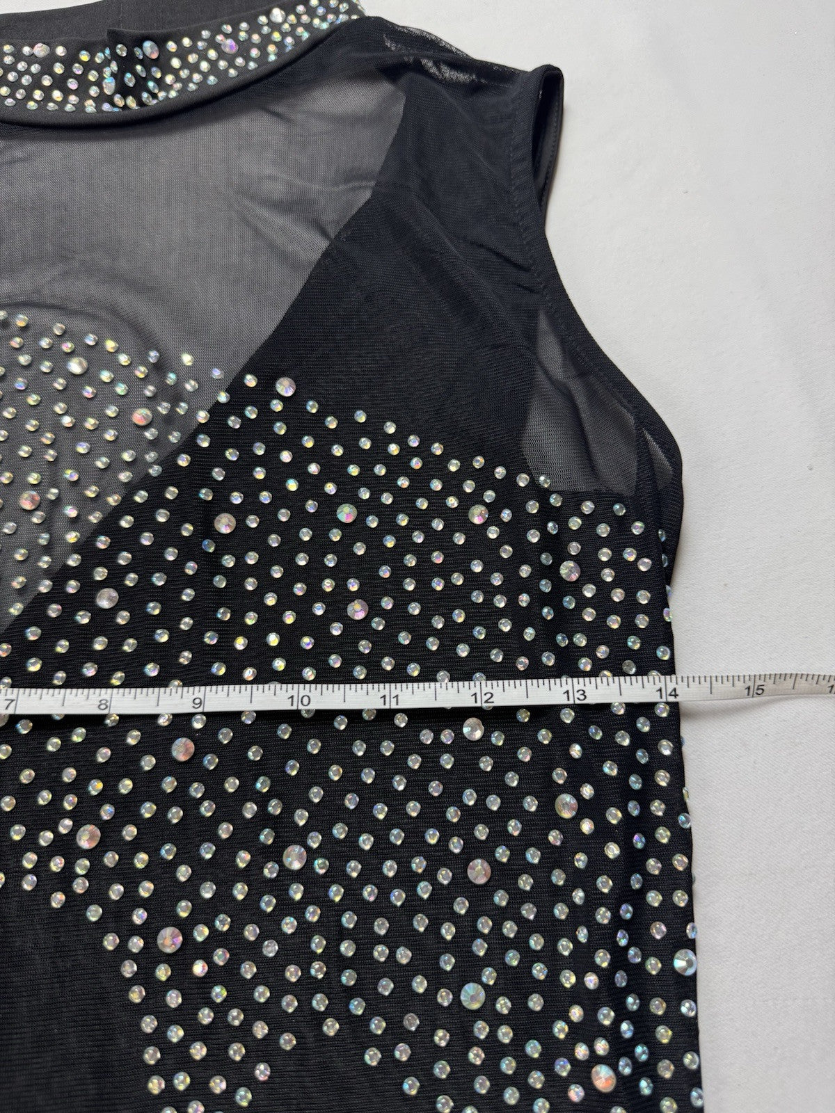 Rhinestone Maxi Dress Sheer Ball Gown Mesh Black Bodycon Sz XL.  (B.147)