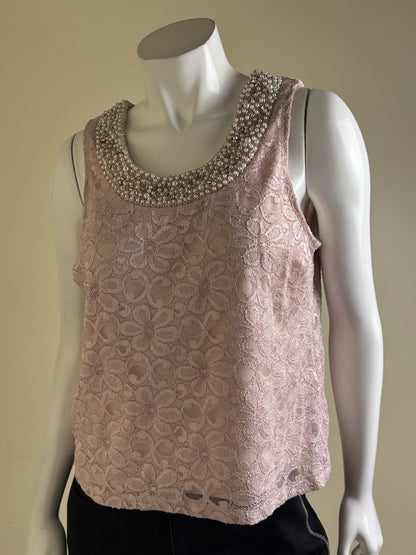 R&M Richards Women’s Lace Pearly Blouse Sz 12P.  (B.94)