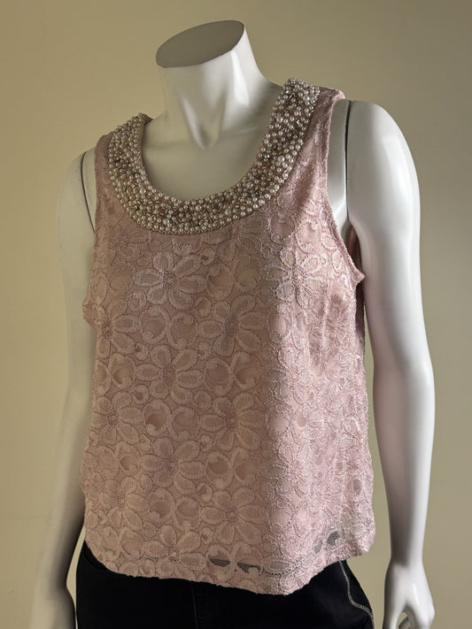 R&M Richards Women’s Lace Pearly Blouse Sz 12P.  (B.94)