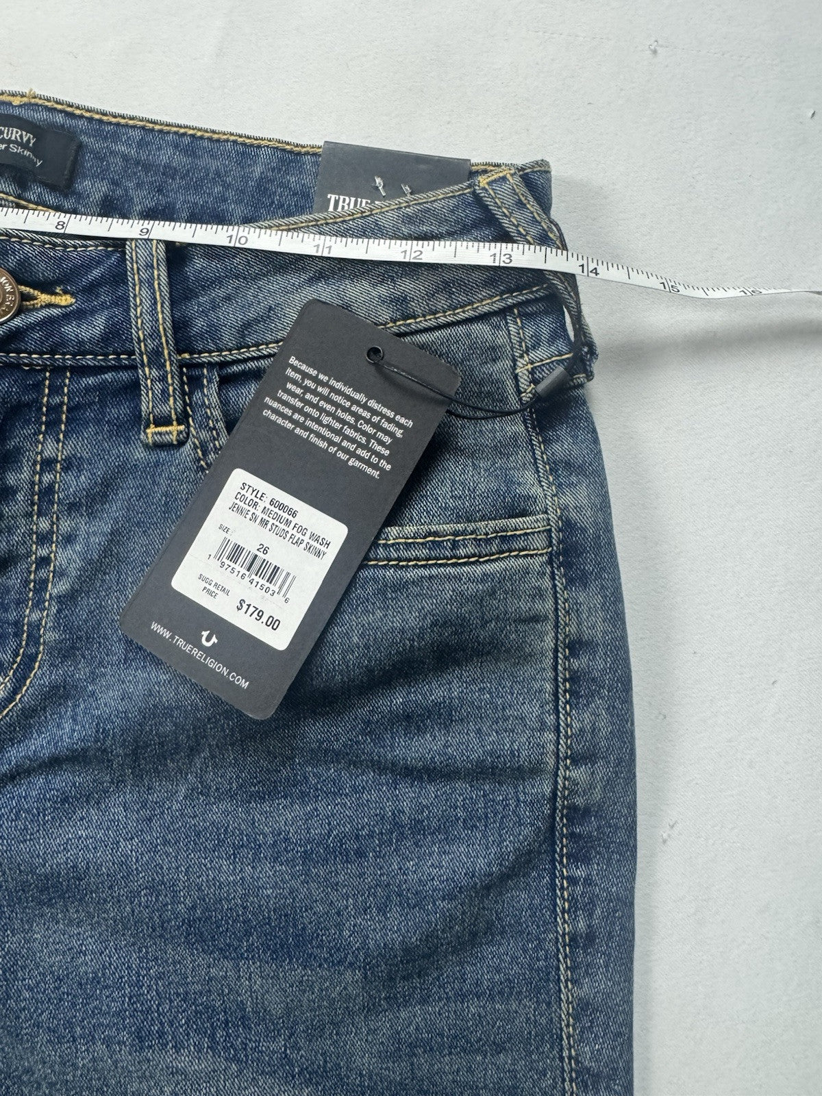 $179 True Religion Brand Jeans Women’s Jenny Curvy Jeans Sz 26.   . (B.114)