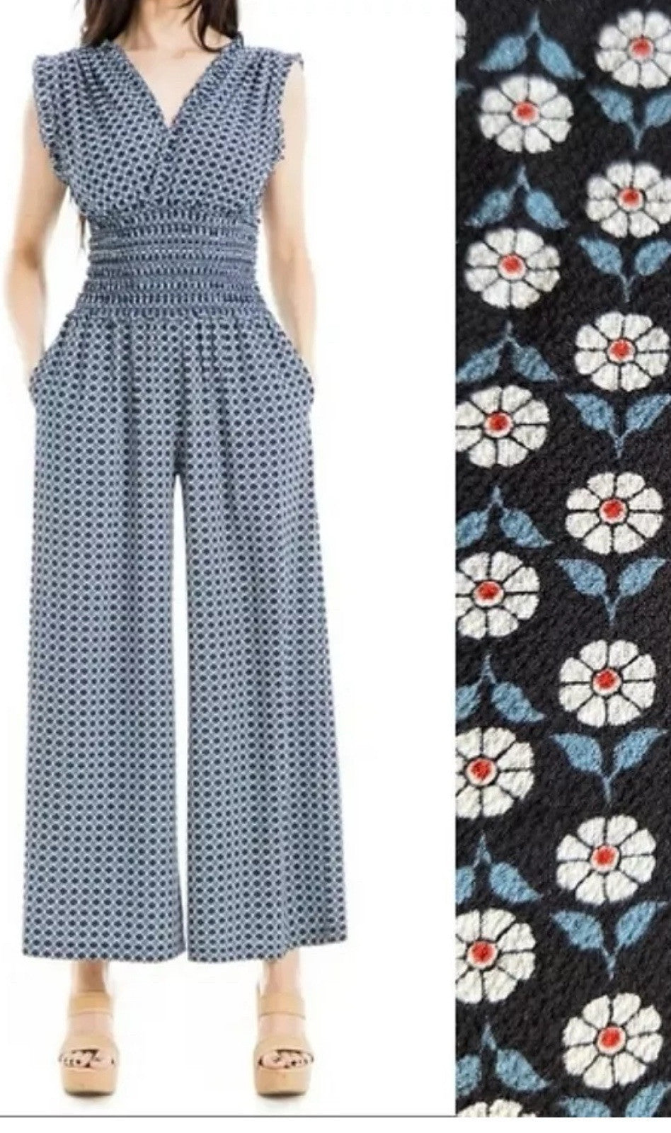 $128 Max Studio Wide Leg Crepe Jumpsuit Women's Sz 1X.   (B.70/2)