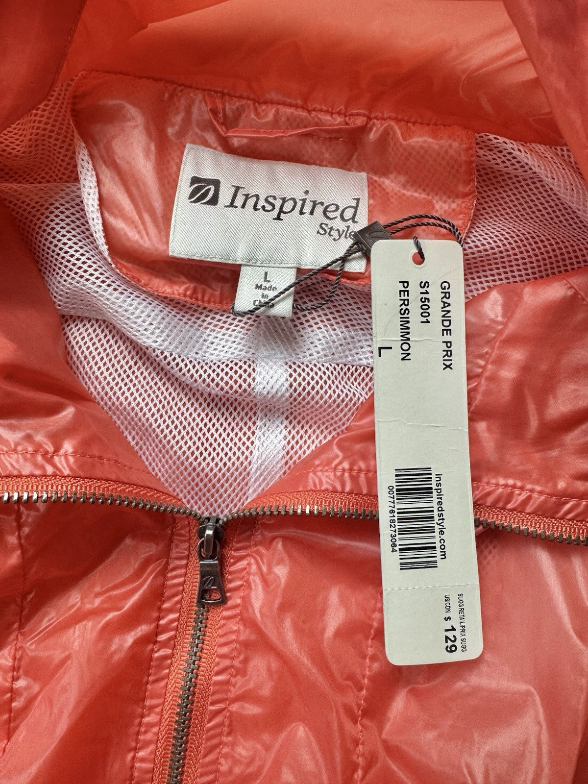 $129 Inspired Style Women's Orange Windbreaker Size L.      (B.43)