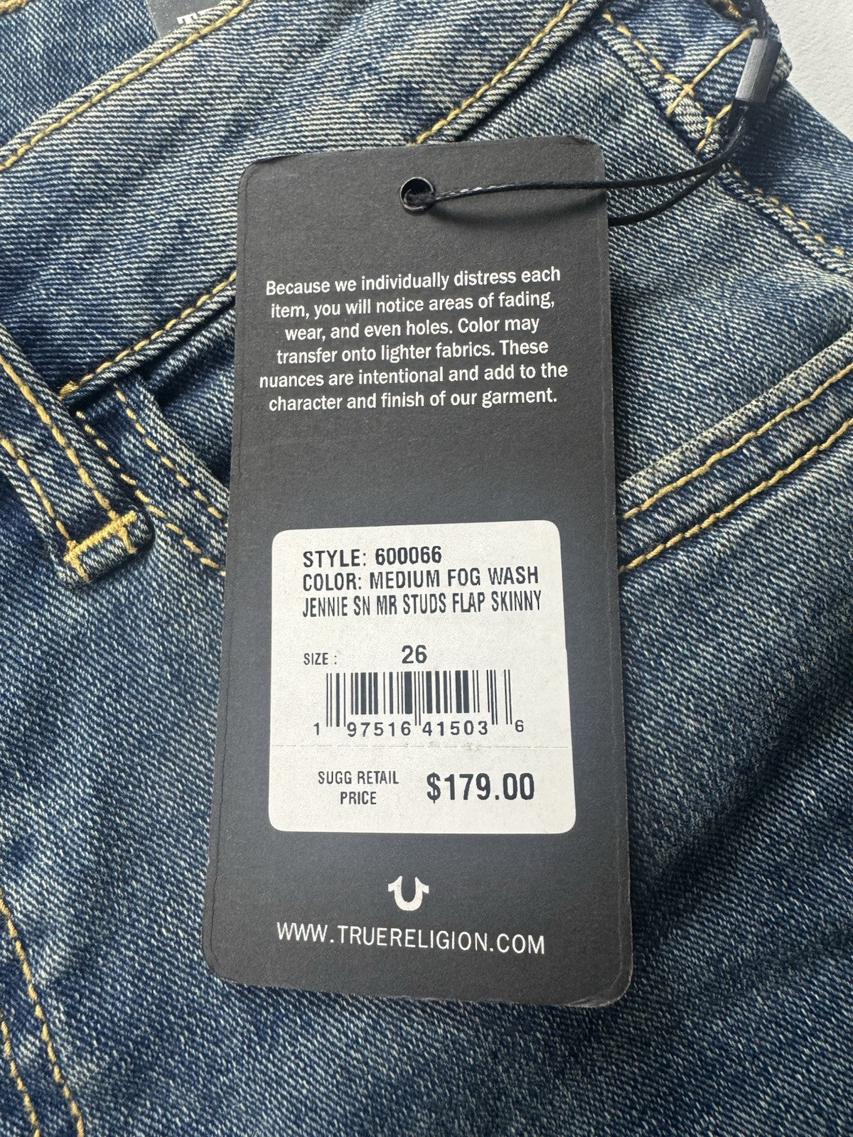 $179 True Religion Brand Jeans Women’s Jenny Curvy Jeans Sz 26.   . (B.114)