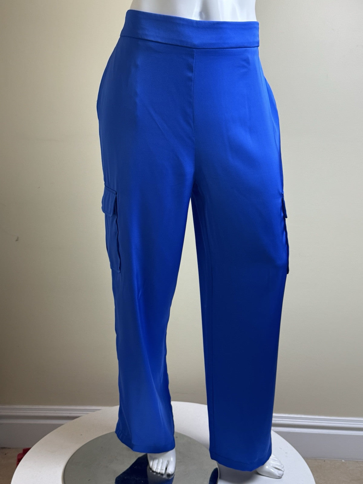 Nicole Miller Women’s Satin Blue Cargo Pants Sz 10. (B.136)