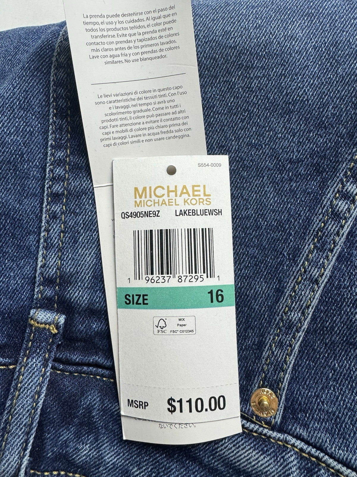 $110 Michael Kors Women’s Blue Jeans. Sz 16.    (B.124)