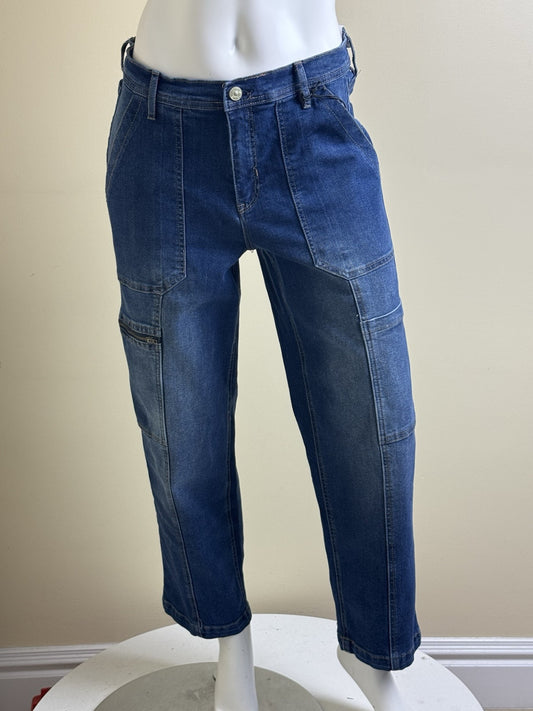 $99 Nicole Miller SOHO High Rise Cargo Jeans Sz 8. (B.138)