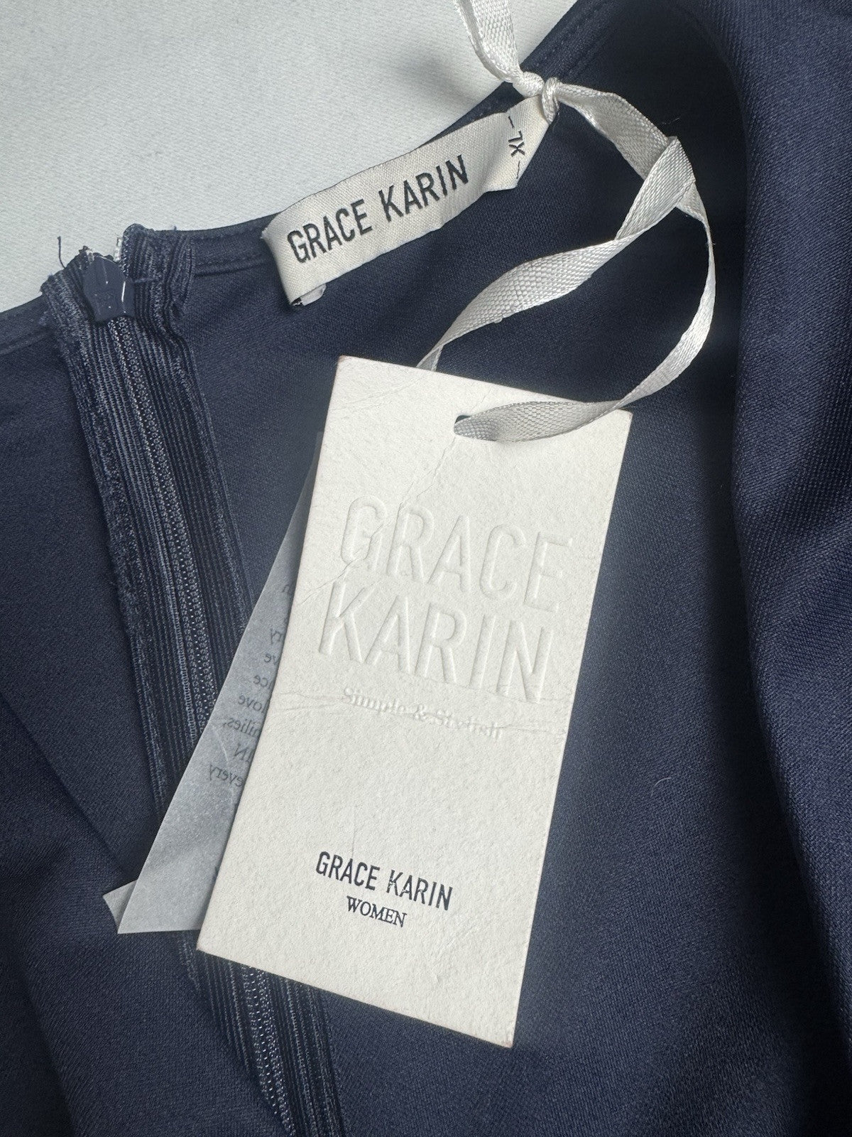 GRACE KARIN Women’s Belted Dress Navy Black Size XL. (B.135)