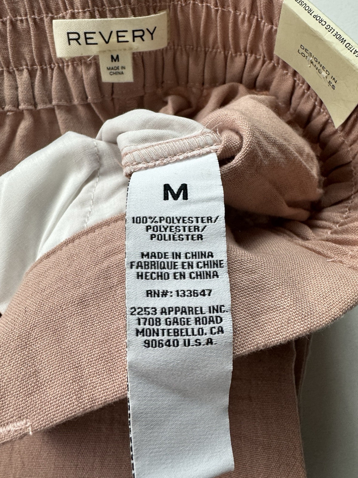 Revery Women’s Wide Leg Crop Trousers Pants Sz M. (B.118)