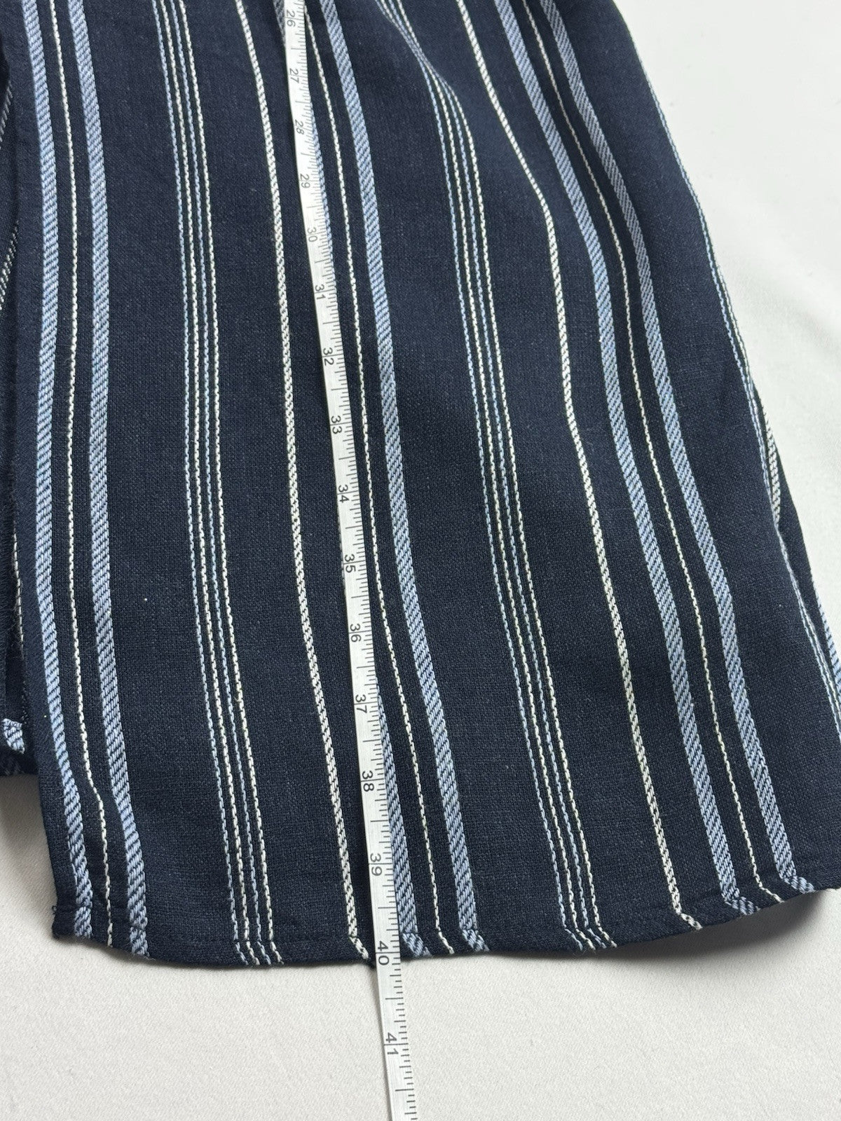 $129 Ellen Tracy Tie Front Linen Dress Navy White Stripe Sz S.     (B.43)