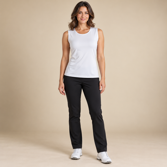 Skort Obsession women's white golf tank size L, full-body front model view