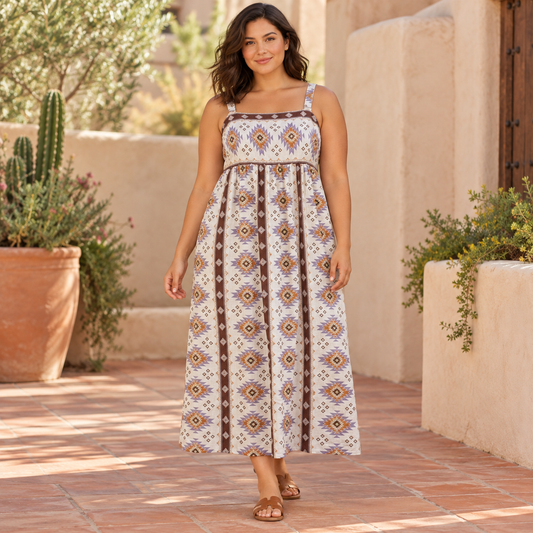 Sonoma Southwestern patterned dress size XL front model view