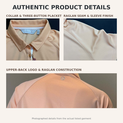 Sunice peach polo authentic collar raglan seam sleeve and upper back details