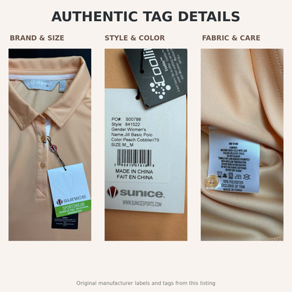 Sunice Jill Basic polo authentic size style color fabric and care tags