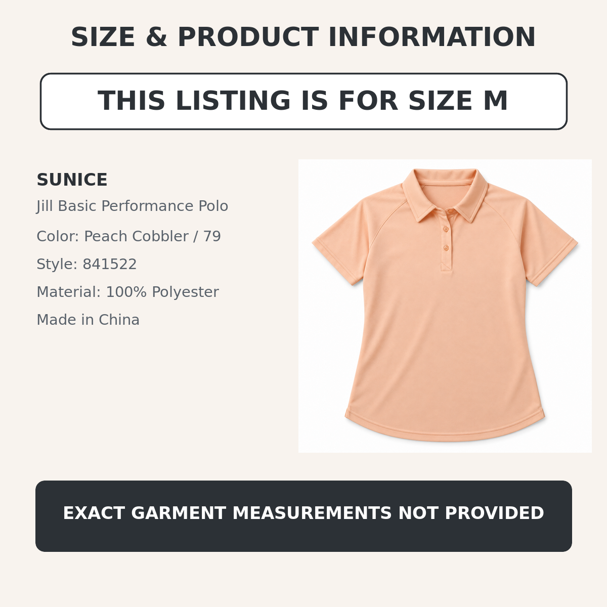 Sunice Jill Basic peach polo size M product information