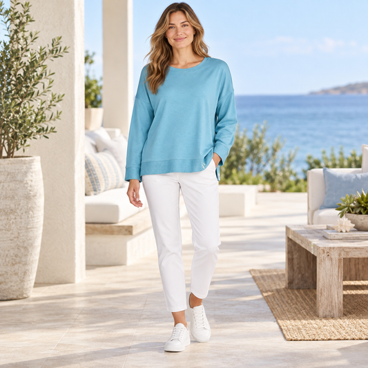 Tasc Performance Riverwalk III aquamarine sweatshirt size XL, front model view