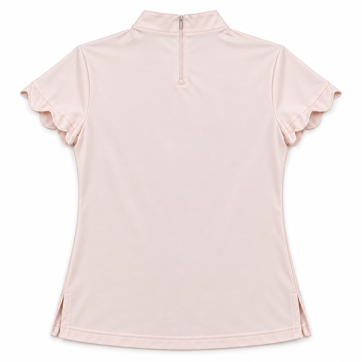 Teleri Athletics pale blush pink mock-neck golf top size L, back flat view