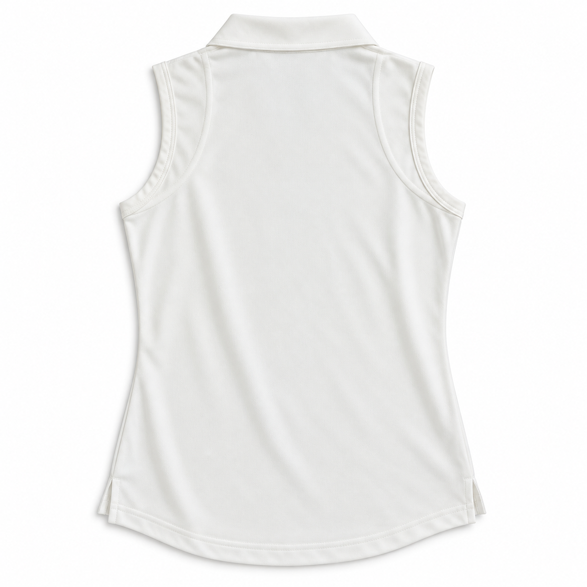 Teleri Athletics ivory sleeveless golf shirt size M back flat lay
