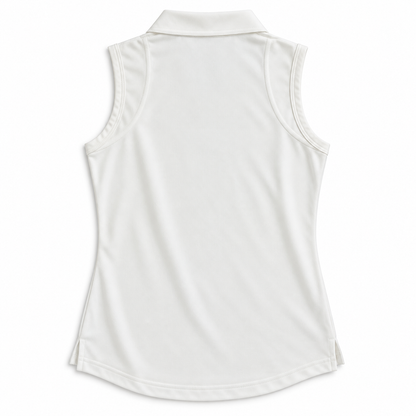 Teleri Athletics ivory sleeveless golf shirt size M back flat lay