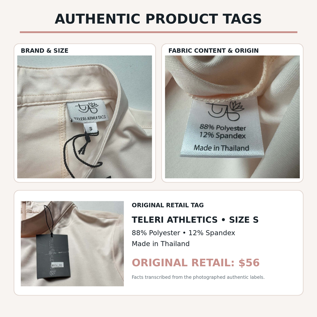 Teleri Athletics golf shirt size S authentic brand fabric origin and 56 dollar retail tags
