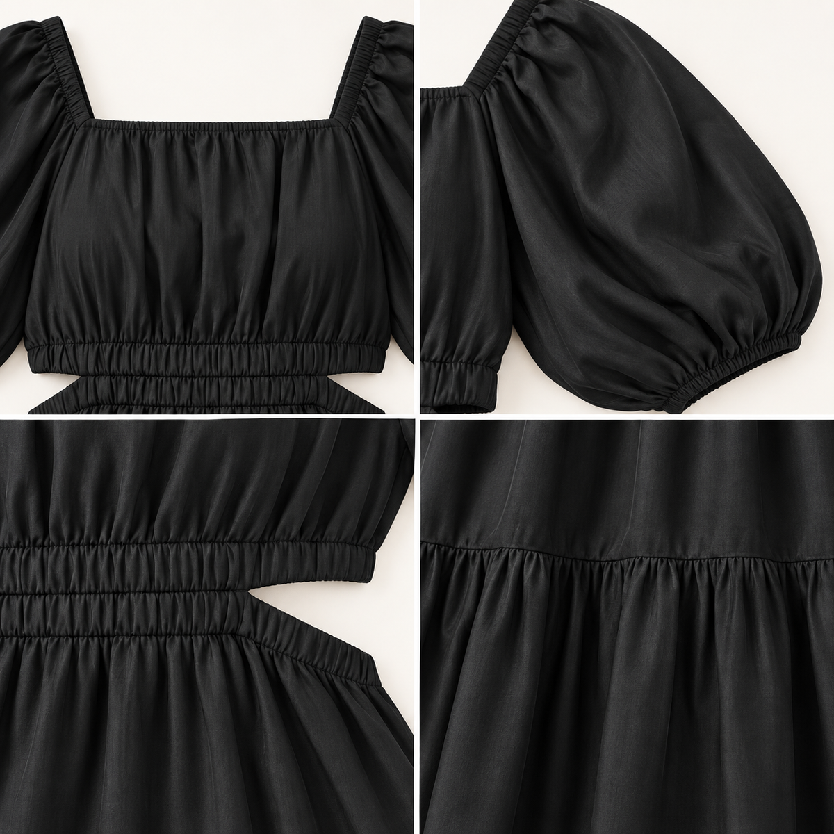 The Drop Anaya black maxi dress authentic neckline sleeve waist cutout and tier details