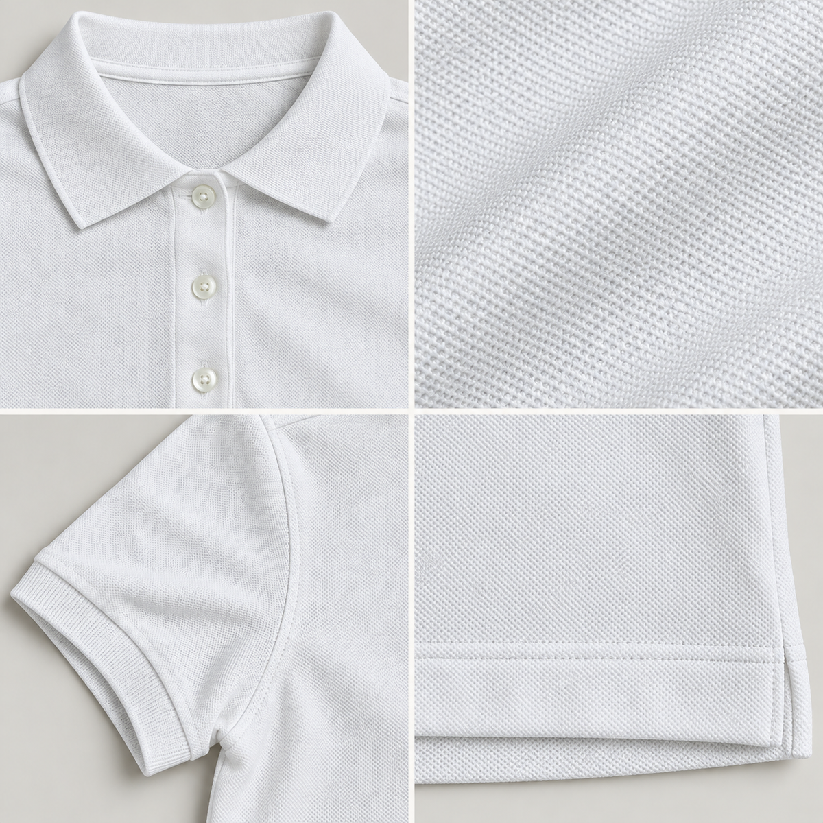 Tory Sport Tech Pique Polo collar buttons fabric sleeve and hem details