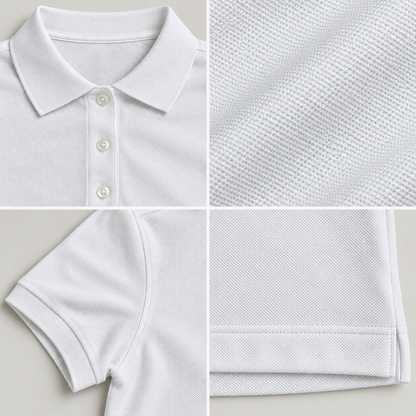 Tory Sport Tech Pique Polo collar buttons fabric sleeve and hem details