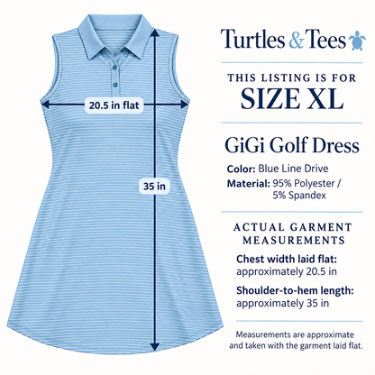 Turtles and Tees GiGi golf dress size XL actual garment measurements