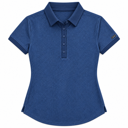 Under Armour women’s blue tonal micro-pattern golf polo size M front flat view