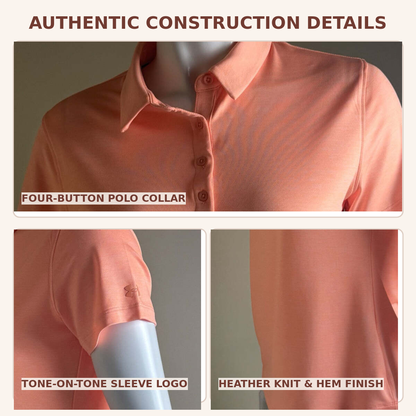 Authentic construction details of Under Armour coral golf polo shirt