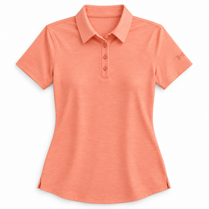 Under Armour coral golf polo shirt size M front flat lay