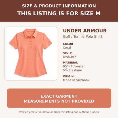Under Armour coral golf polo shirt size M product information