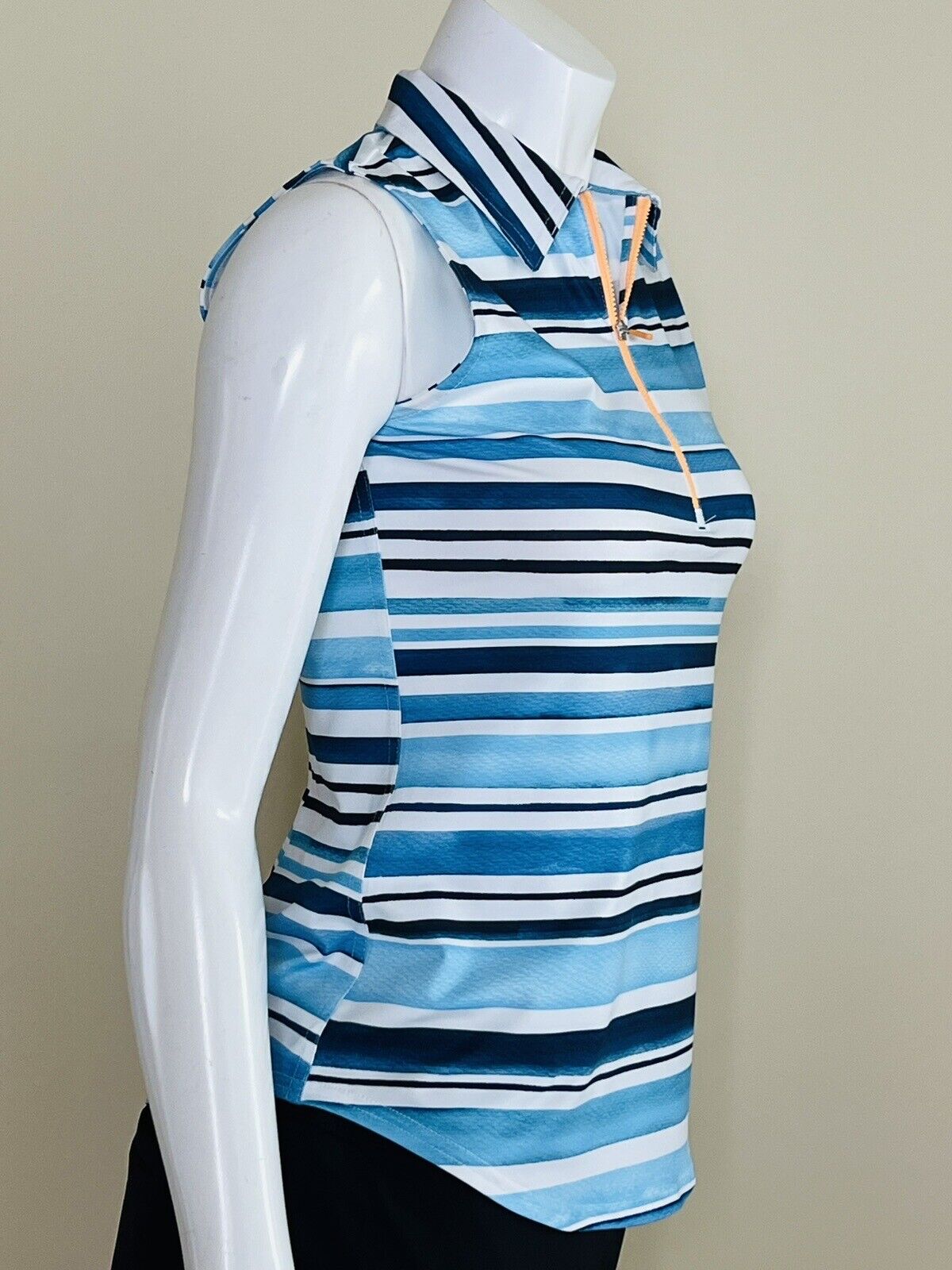 JOFIT Women's Golf Polo Shirt/Top Size XS White Blue Stripes (18)