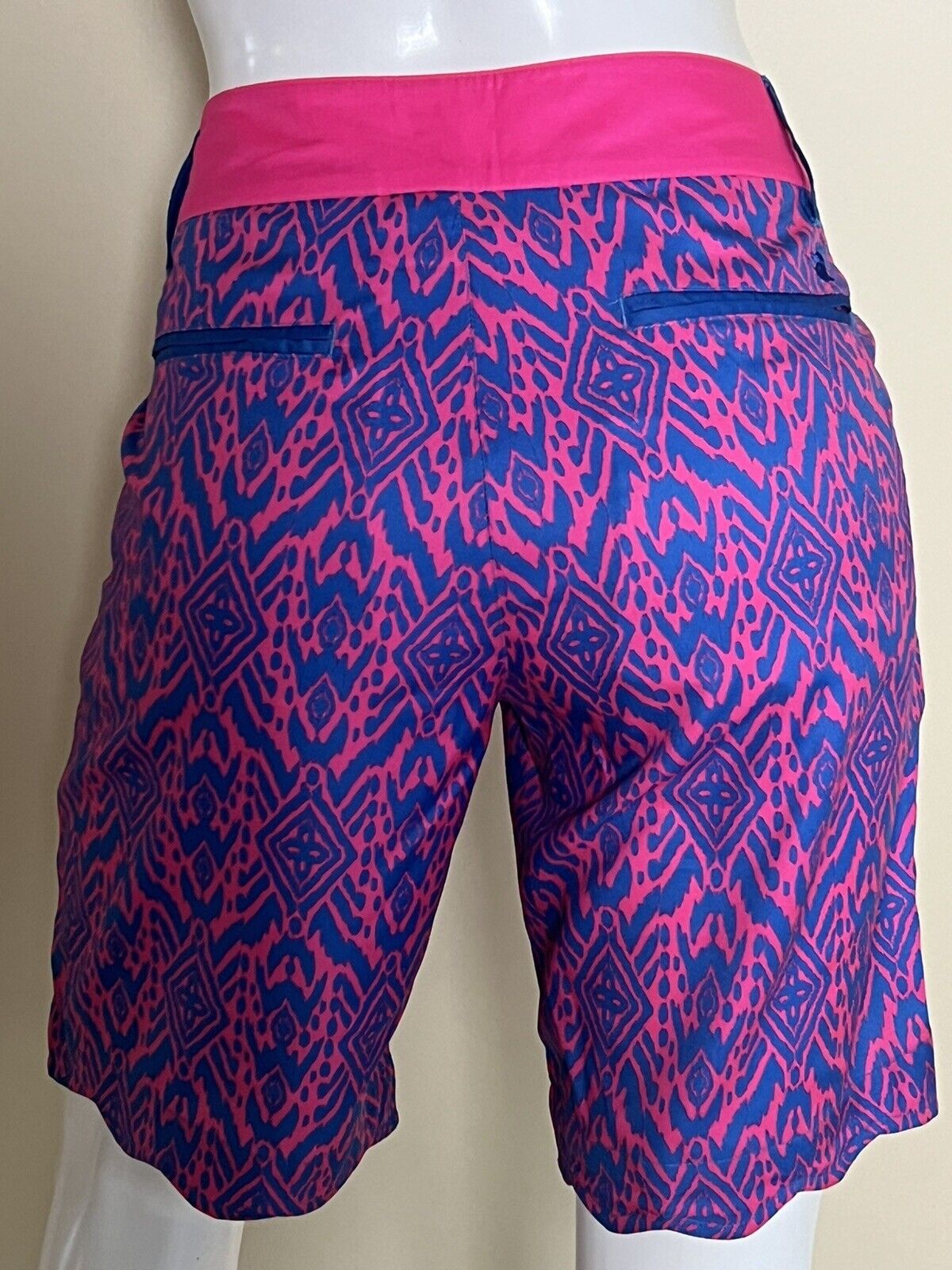 Birdies And Bows Women’s Multicolor Pink Blue Golf Shorts Size 6—(18)