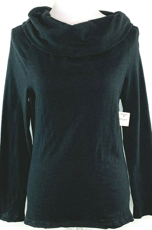 Banjara Women’s Sz XS Top Pullover Knit Sweater Cotton Black Long Sleeve NWT