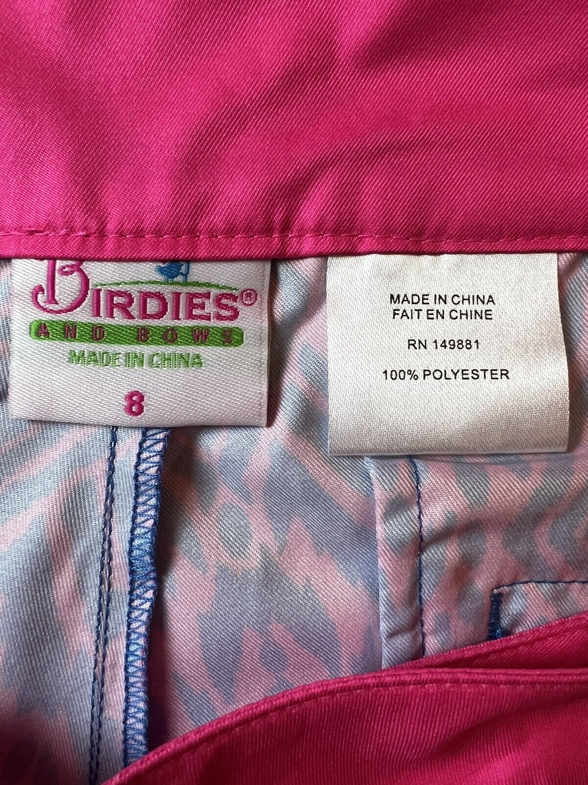 Birdies And Bows Women’s Multicolor Pink Blue Golf Shorts Size 8   —(18)