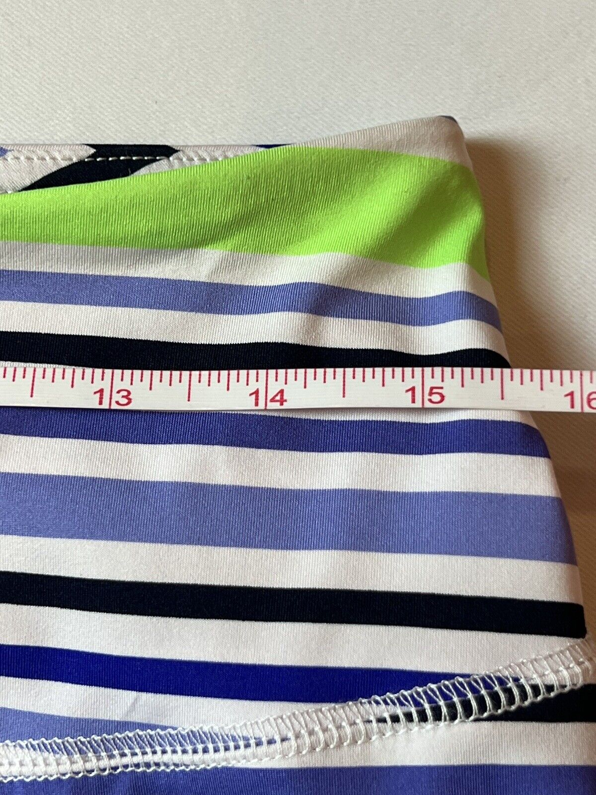 JOFIT NWT Slip On Navy White Green Striped Stretch Pencil Skirt Size S. (50)