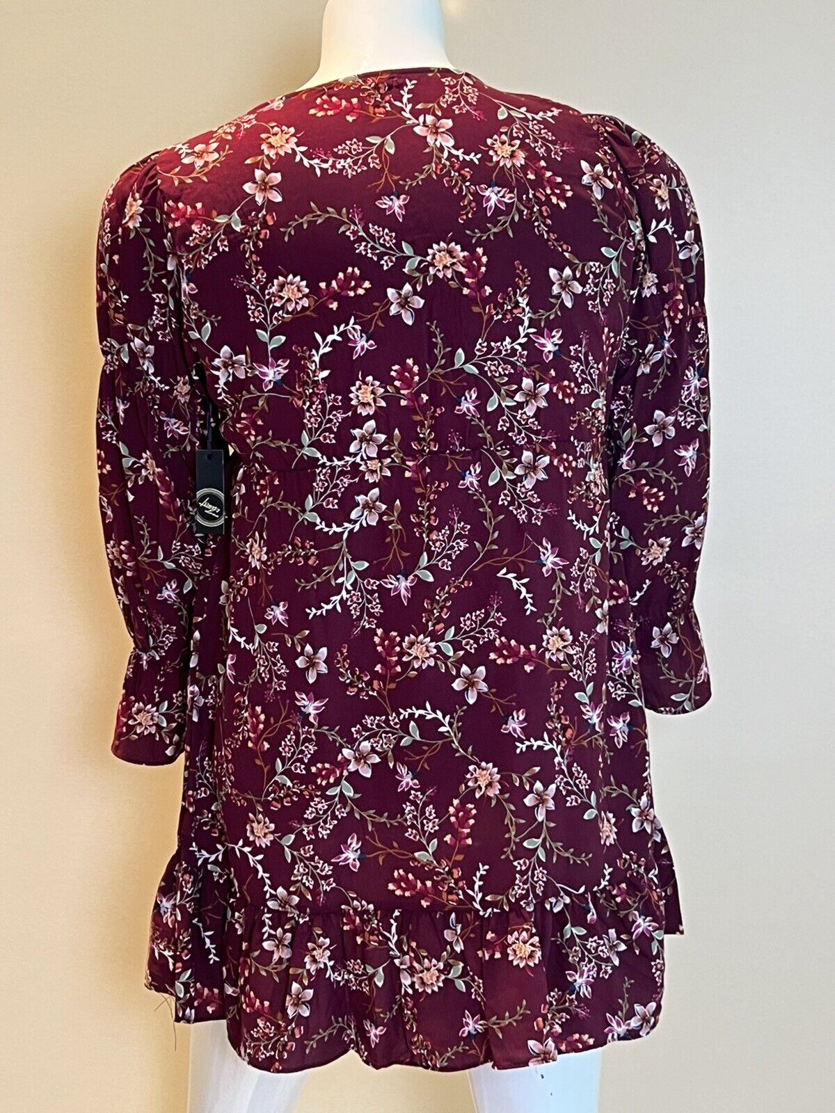 Liberty Love Burgundy Floral Long Sleeve Dress Women’s Sz XL