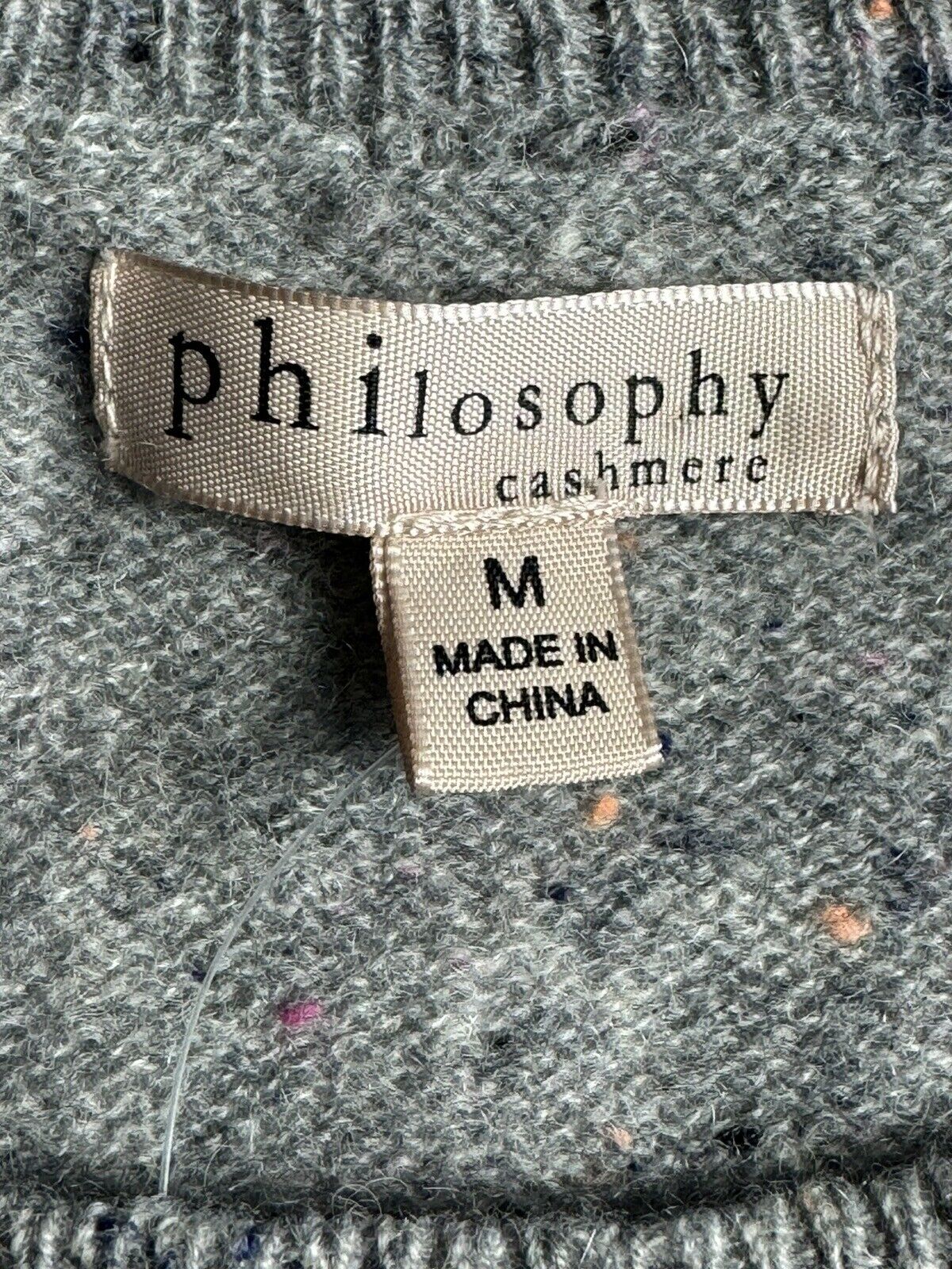 Philosophy 100% Cashmere Sweater Size M Women’s Dot Gray Heather (67)