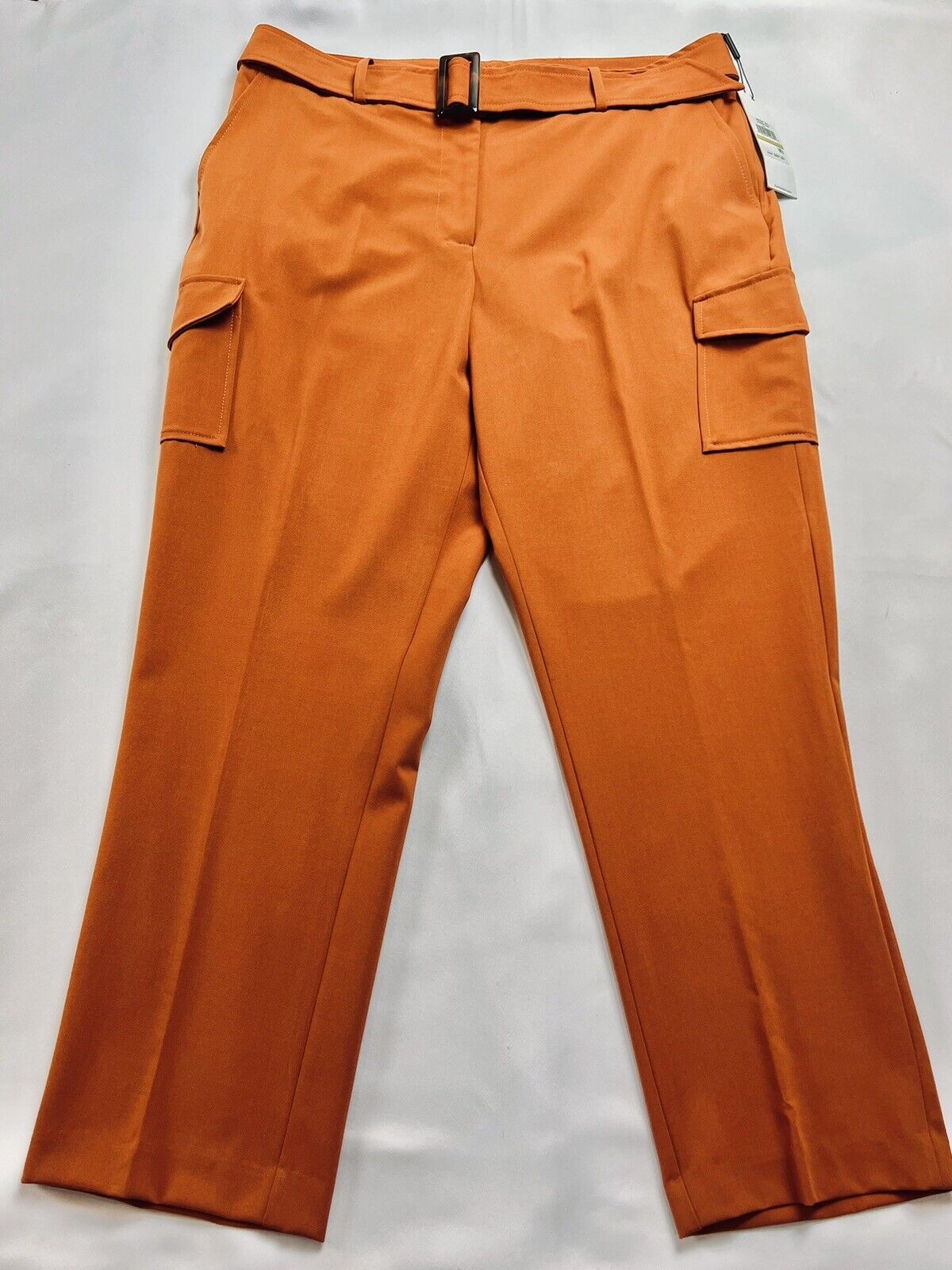 Calvin Klein Women's Orange Belted Cargo Pants Size 14