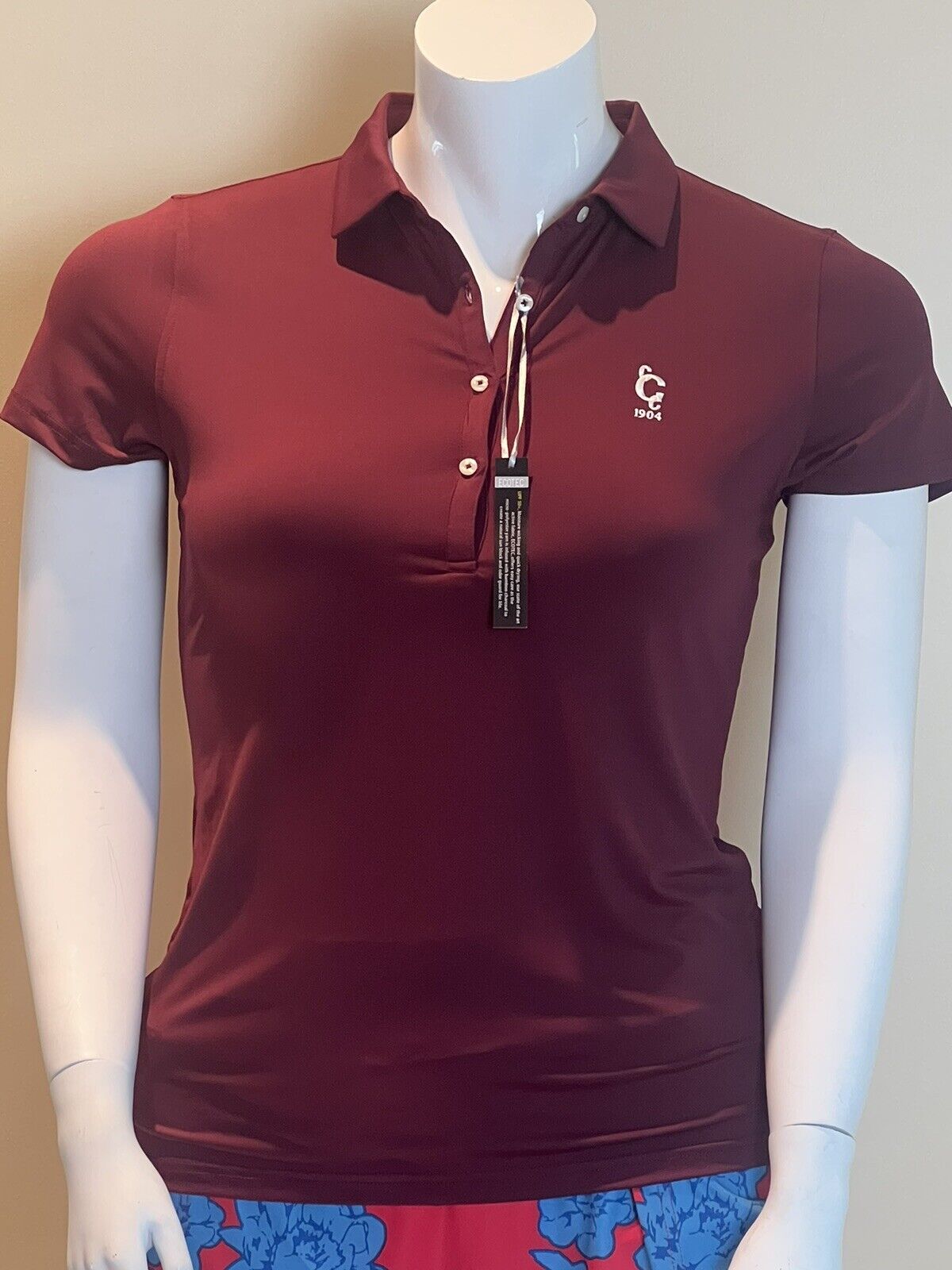 Champaign Country Club Women's Golf Polo Shirt/Top Size L burgundy