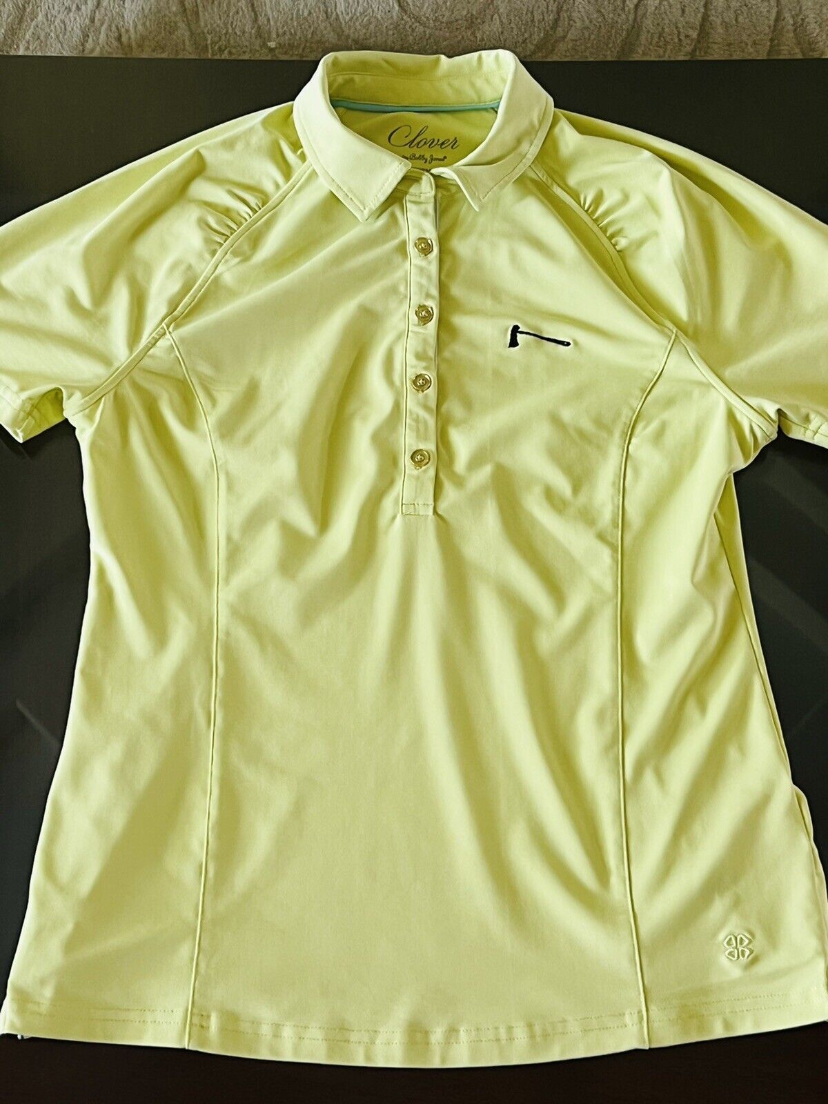 Clover Women's Golf Polo Shirt Yellow Sz S