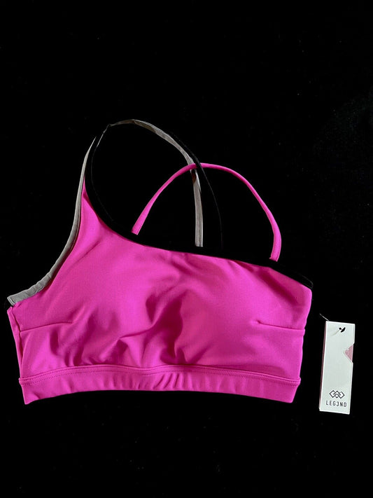 LEGEND Women's Pink Stretchy Strappy Sports Bra SIZE L