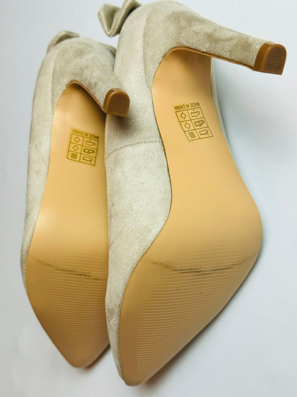 Katliu Womens Suede Beige Ankle Strap Heels EUR 41 US 9.5