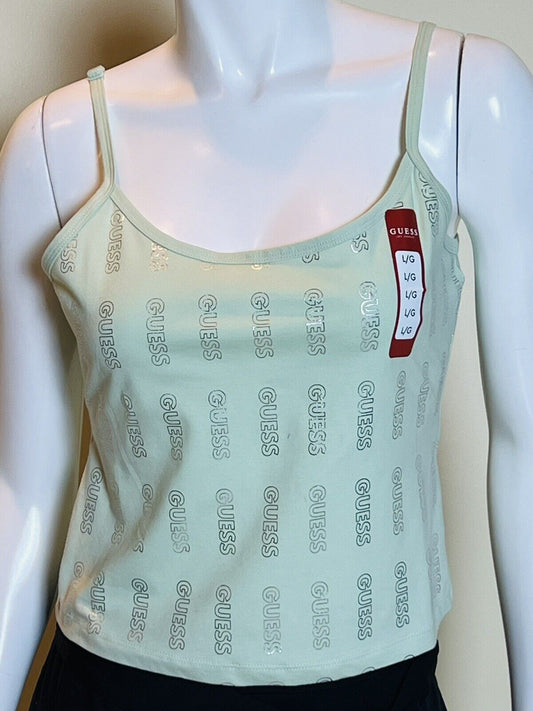 GUESS Women's Cotton Logo Tank Top Green Size XL