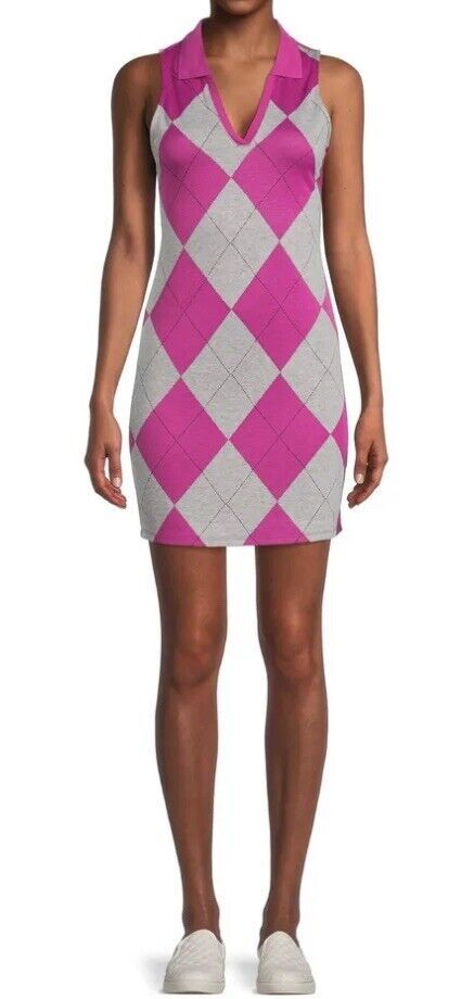 Madden NYC Women's Sleeveless Pink/Gray Polo Mini Dress XL