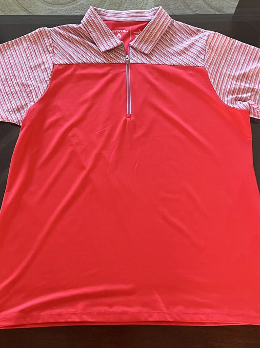 Antigua Women’s Golf Polo Red Shirt Sz L